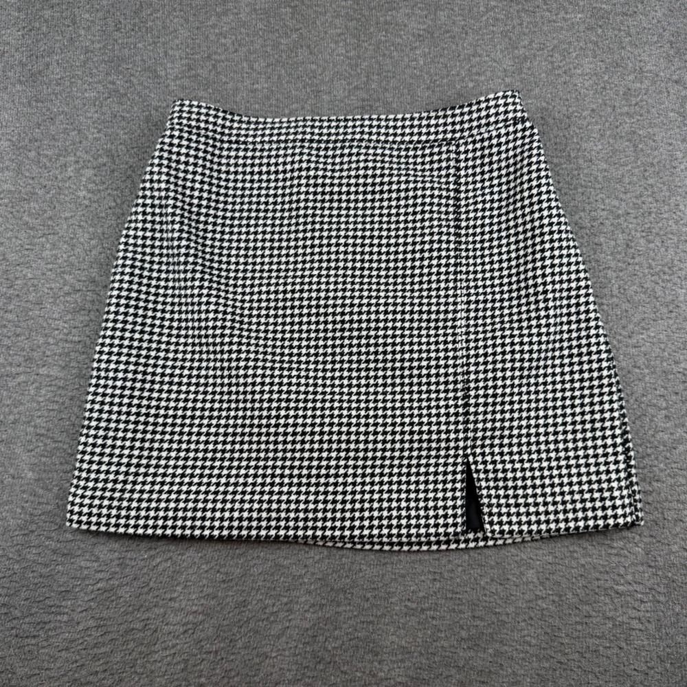 Hollister Mini Skirt Women's Medium Black White Houndstooth Ultra High-Rise Slit